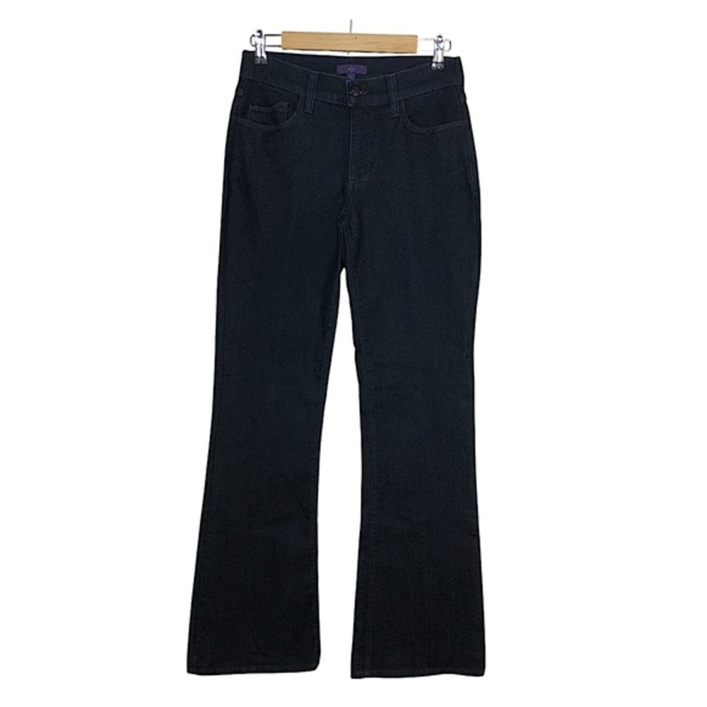 NYDJ Made in USA Stretchy Mid Rise Embellished Back Pockets Bootcut Dark Jeans 4